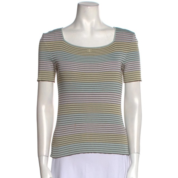 CHANEL Tops - CHANEL 98P pastel striped square neck top 44 Large